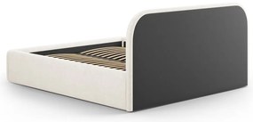 Pat matrimonial fildeș tapițat cu spațiu de depozitare cu somieră 180x200 cm Juno – Windsor &amp; Co Sofas