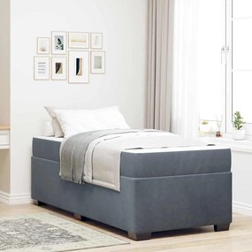 vidaXL Cadru de pat cu saltea Altele Gri închis 90 x 190 cm Catifea