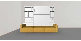 Pat rabatabil dublu cu somiera inclusa, canapea 3 locuri si 2 biblioteci - royal combi bookcase set (150x200)