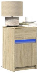 vidaXL Noptieră cu lumini LED, stejar sonoma, lemn prelucrat