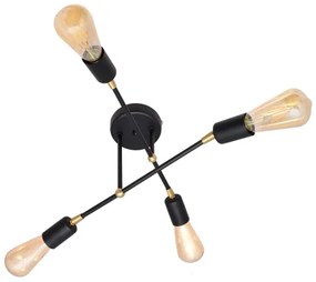 Lustră aplicată ROSETTE 4xE27/15W/230V neagră/aurie