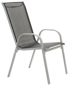 Set de grădină-4 scaune și masă de sticlă-negru