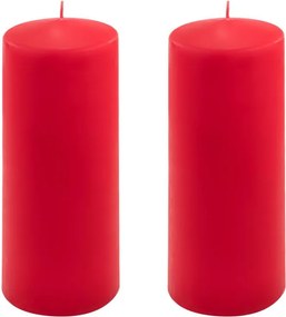 Set de lumânări stâlp, 20 cm, Ø 7,5 cm, roșu, 2 buc