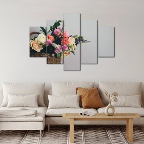 Tablou cu coș și flori (150x105 cm)