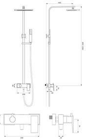 OMNIRES PM7444CR - Set duș PARMA cu baterie, crom lucios