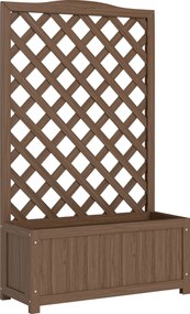 Outsunny Jardinieră cu spalier, ghiveci pentru plante cățărătoare, legume, flori, din lemn masiv, 70 x 28 x 117 cm maro închis | Aosom Romania
