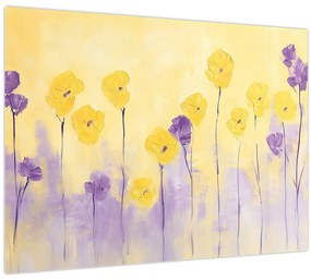 Tablou - Flori mov și galbene (70x50 cm)