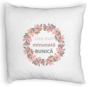 Perna Decorativa Fluffy, pentru Bunica 7, 40x40 cm, Alba, Husa Detasabila, Burduf