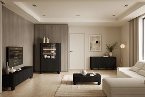 Vitrină Vesper 103 cm - negru / picioare negre