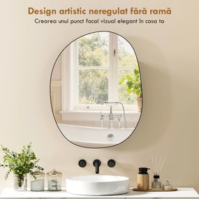 HOMCOM Dulap Baie cu Oglindă și 3 Rafturi, 61x12x79 cm, Formă Neregulată, Dulap Montabil pe Perete, Negru | Aosom Romania