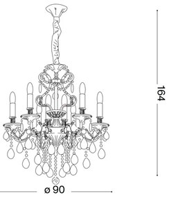 Lustră pe cablu Ideal Lux Crystal GIOCONDA 12×E14/40W/230V