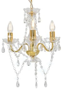vidaXL Candelabru cu mărgele, auriu, rotund, 3 becuri E14