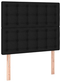 Pat box spring cu saltea, negru, 80x200 cm, textil Negru, 80 x 200 cm, Nasturi de tapiterie
