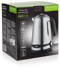 Fierbător Activer cu termostat Rubis 1,7 l, oțelinoxidabil/negru