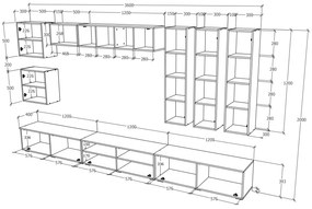 Living haaus Haga V1, Antracit/Stejar Wotan, L 360 cm