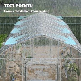 Outsunny Seră tunel cu învelitoare PO, 2 uși cu balamale, seră încălzită cu structură optimizată, transparentă | Aosom Romania