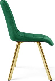 Scaun de masa CIEZA VELVET cu picioare aurii, verde
