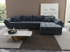 Colțar extensibil dumonde cu ladă de depozitare si sezut confortabil din spuma high-density, Loana XL Euphoria Grafit II 335x185 cm