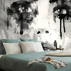 Tapet femeie la modă în design alb-negru