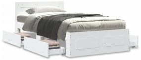 3295576 vidaXL Cadru de pat cu tăblie, alb, 100x200 cm, lemn prelucrat