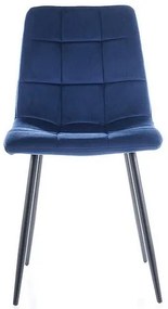 Scaun de bucaterie Mila Velvet, albastru/negru