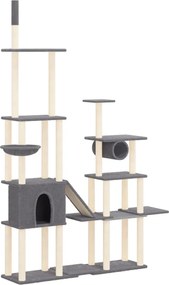 vidaXL Ansamblu de pisici, stâlpi din funie sisal, gri închis, 279 cm