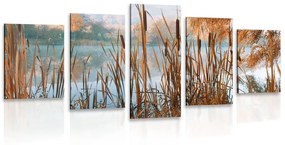 Tablou 5-piese râul în mijlocul naturii de toamnă