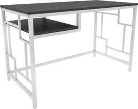 Birou KENNESAW, gri antracit/alb, PAL melaminat/metal, 120x60x75 cm