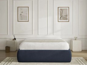 Pat matrimonial albastru închis tapițat cu spațiu de depozitare/fără tăblie cu somieră 180x200 cm Inera – Bobochic Paris