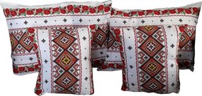 Set 4 fete de perna cu motive traditionale Casa Gino®, din bumbac 100%, 2X 48X65, 2X 40X40, model Traditional cu Trandafiri