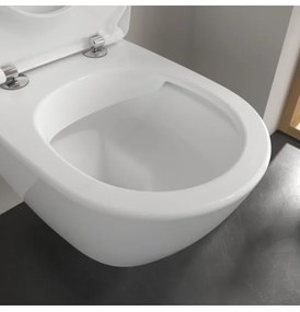 Set vas WC rimless suspendat, Villeroy&amp;Boch Subway 2.0, DirectFlush, cu capac inchidere lenta, 37x56cm, Alb Alpin, 5614R201