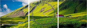 Tablou cu peisaj montan (cu ceas) (90x30 cm)