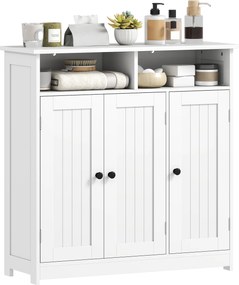 HOMCOM Dulap de Baie Îngust cu 3 Uși 2 Compartimente Deschise Poliță Reglabilă 85x30x85 cm Alb | Aosom Romania