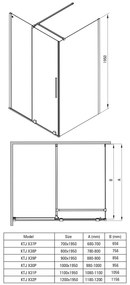 Paravan dus fix 70x195cm, sticla securizata 6 mm, cu finisaj otel slefuit, tehnologie Active-Cover, Deante Prizma Otel slefuit