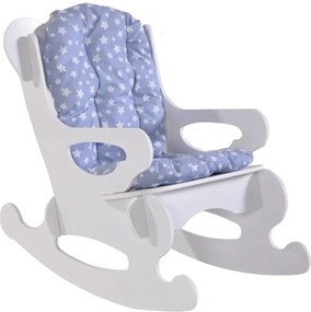 Scaun balansoar copii 40×70×65 cm – MDF alb/albastru, Baby Puzzle