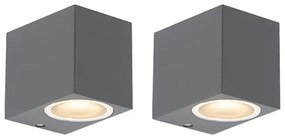 Set de 2 Aplice Moderne Gri Închis IP44 - Baleno