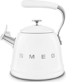 Ceainic cu fluier Smeg CKLW2001WH, 2,3 l, pentru plite cu inducție, mâner care nu se încălzește, oțel, alb