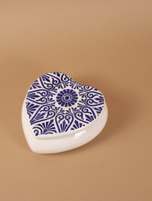 Cutie de depozitare inimioara din ceramică decorativă Tatto Albastru