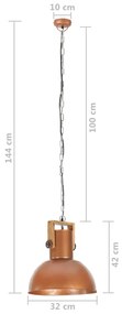 Lampa suspendata industriala 25 W aramiu 32 cm mango rotund E27 32 cm, Cupru, 1, 32 cm