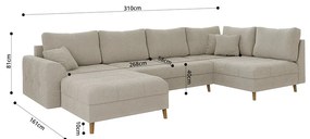 Colțar bej cu tapițerie din țesătură bouclé (colț stânga /în formă de "U") Ariella – Ropez