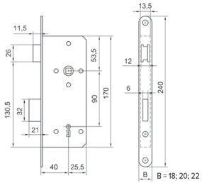 BROASCA INGROPATA USI P90 ORO 035-174 A=40 B=18 CU TABLITA SI 2 CHEI