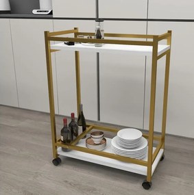 "Măsuță servire cu roti, Clasic, 81cm, alb-airiu"