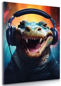 Tablou aligator cu căști