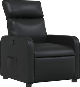 vidaXL Fotoliu rabatabil, negru, piele ecologică