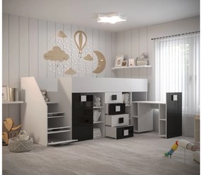 Pat multifuncțional 90 cm Toreno 3 (Alb + alb lucios + gri lucios) (S). 1083327