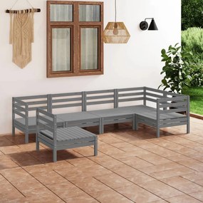 3082729 vidaXL Set mobilier de grădină, 6 piese, gri, lemn masiv de pin