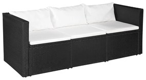 44170 vidaXL Set mobilier de grădină, 4 piese, negru &amp; alb, poliratan