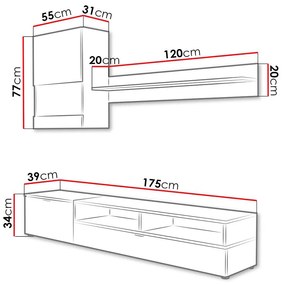 Mobilier living Raha (alb + pin andersen). 1087434