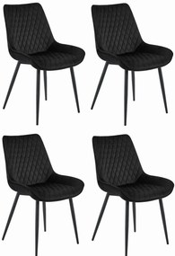 Set 4 Scaune Bucatarie/Dining Rokko Negre Catifea