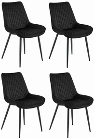 Set 4 Scaune Bucatarie/Dining Rokko Negre Catifea